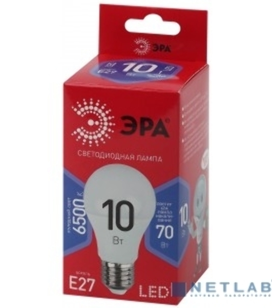 Лампа светодиодная ЭРА LED A60-10W-865-E27 R (диод, груша, 10Вт, хол, E27)