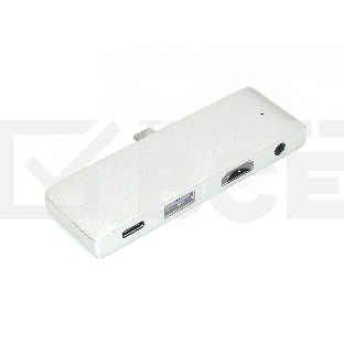 Адаптер Type C на HDMI, USB 3.0 + Audio 3,5 + Type C, серебро