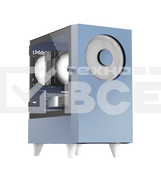 Корпус WIZMAX EM1 Woofer, mATX, mITX синий, Mini-Tower, без БП, TG, 1x160mm + 1x120mm LED, 1xUSB-A 3.0 + 2xUSB-A 2.0
