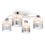 Светильник Ambrella light TR303205/4 WH/CH/SM/FR белый/хром/дымчатый/белый матовый E27*4 max 60W 370*370*200, фото6