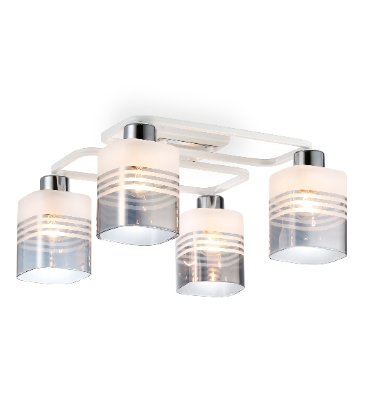 Светильник Ambrella light TR303205/4 WH/CH/SM/FR белый/хром/дымчатый/белый матовый E27*4 max 60W 370*370*200