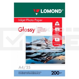 Фотобумага LOMOND Одностороняя Глянцевая, 200г/м2,A4 (21X29,7)/25л. для струйной печати