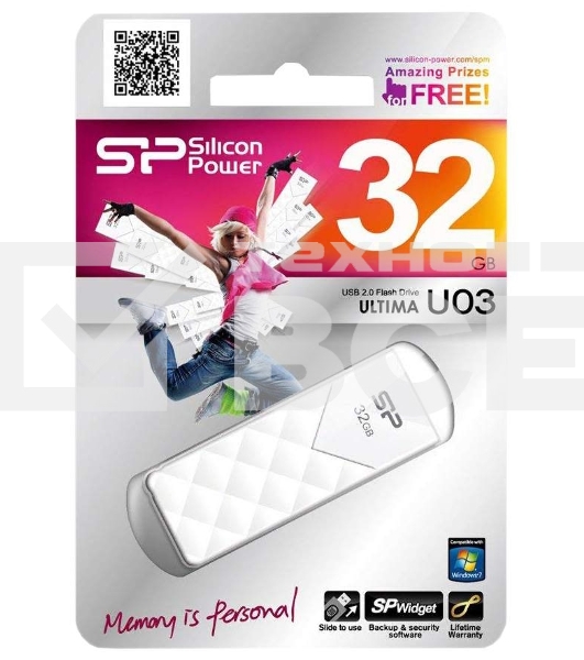 Флеш диск Silicon Power 32Gb Ultima U03 SP032GBUF2U03V1W USB2.0 белый