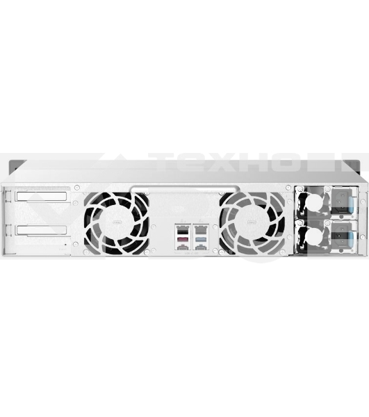 Сетевое хранилище без дисков SMB QNAP TS-1273AU-RP-8G NAS 12 HDD trays, 2x 2.5 GbE, rackmount, 2 PSU. 4-core AMD V1500B  2,2 GHz , RAM 8 GB (8 GB UDIMM DDR4 (1 x 8 GB) up to 32 GB (2 x 16 GB)). W/o rail kit RAIL-B02