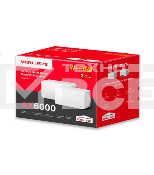 Домашняя Mesh Wi‑Fi система AX6000 Whole Home Mesh Wi-Fi 6 SystemSPEED: 1148 Mbps at 2.4 GHz + 4804 Mbps at 5 GHzSPEC: Internal Antennas, 1× 2.5 Gbps Port (WAN/LAN auto-sensing), 2× Gigabit Ports (WAN/LAN auto-sensing), 1024-QAM, OFDMA, HE160FEATURE: MERC