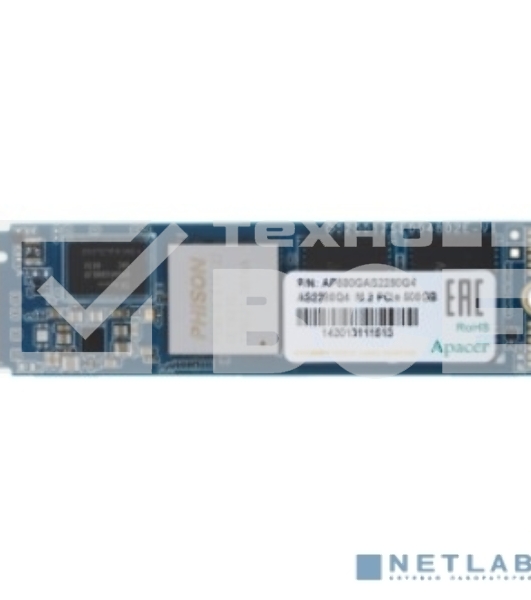 Накопитель SSD Apacer AS2280Q4, 500GB, PCIe 4.0 x4, M.2 2280, NVMe, R/W 4500/2500, с радиатором