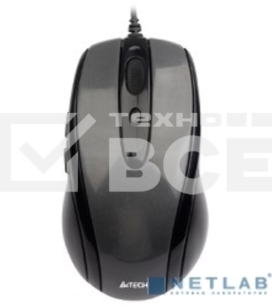 Мышь проводная A4Tech N-708X серый глянец/черный, 1600 dpi, USB, кнопки - 6