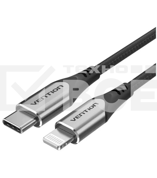 Кабель Vention USB 2.0 CM/Lightning 8M для iPad/iPhone - 1м. Серебристый