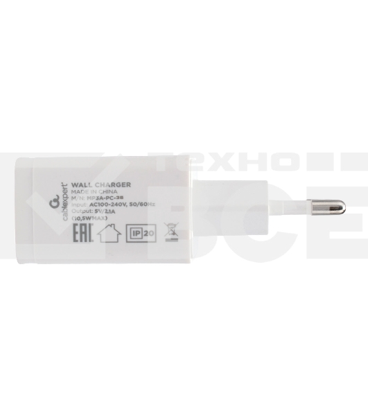 Зарядное устройство Cablexpert MP3A-PC-67, 10.5Вт, 2.1А, 1хUSB, белый, коробка