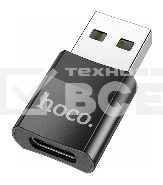 Переходник USB2.0 OTG Hoco, AM/Type-C(F), UA17, черный, коробка