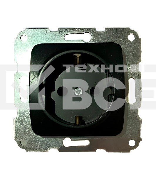 Розетка Kranz DEA 1-ая с/з с/у 16А мех. черный металлик KR-78-0331