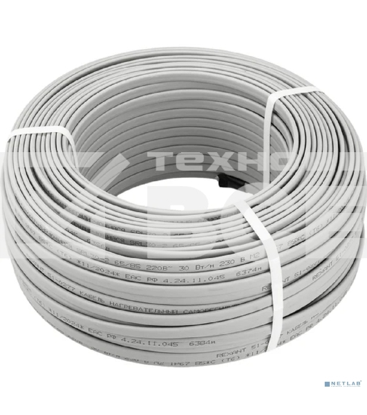 Кабель греющий (нагревательный) саморегулирующийся Rexant SRL30-2, неэкранированный, 30Вт/м, 0,9мм2/55м, бухта 100м