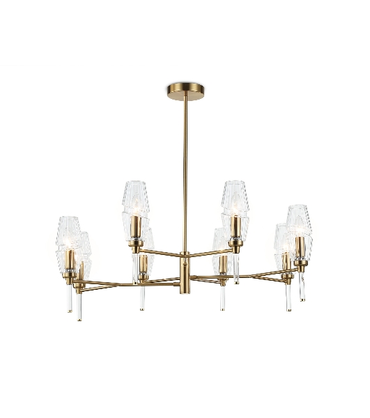 Люстра Ambrella light LH55202/8 BS/CL латунь/прозрачный E14*8 max 40W D800*520