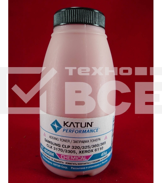 Тонер SAMSUNG CLP 320/325/360/365, CLX 3170/3305, Xerox 6110 magenta, химический (фл.45г.) Katun фас. Россия