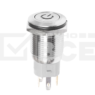 Кнопка  антивандальная Ø16 250В Б/Фикс (5с) (ON)-OFF плоская подсв/красная POWER  Rexant