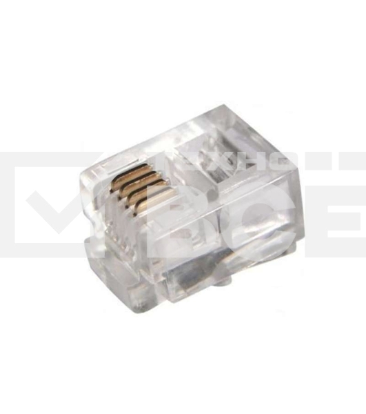 Разъем телефонный RJ-14 6P4C (уп.100шт) Rexant 05-1012