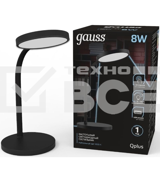 Светильник Gauss GT5032 настольный на подставке черный 8Вт