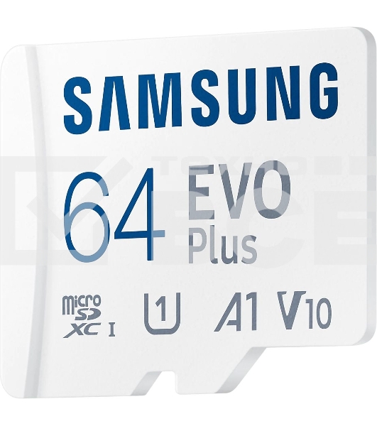 Флеш карта microSDXC 64GB Samsung EVO Plus Memory Card Samsung UHS-I U1 Class 10, Adapter, 130 MB/s, 10000 циклов, - 25°C to 85°C, RTL Samsung MB-MC64KA