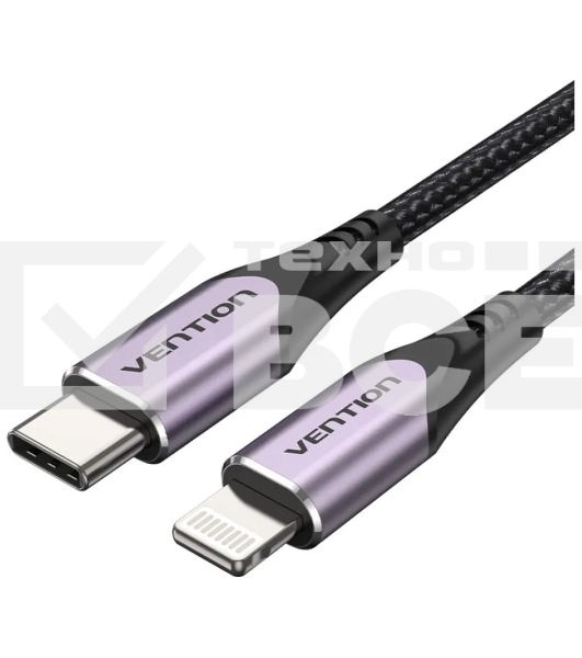 Кабель Vention USB 2.0 CM/Lightning 8M для iPad/iPhone - 1м. Фиолетовый