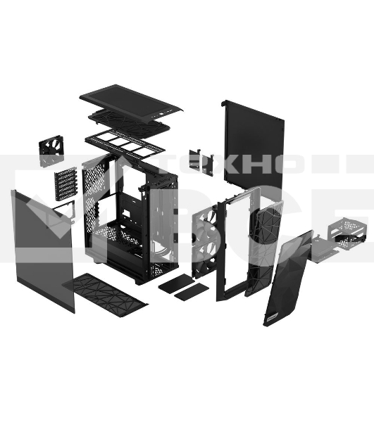 Корпус Fractal Design MESHIFY 2 COMPACT BLACK - TG / ATX, TG / 2x140mm & 1x120mm fans inc. / FD-C-MES2C-03