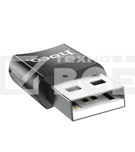 Переходник USB2.0 OTG Hoco, AM/Type-C(F), UA17, черный, коробка