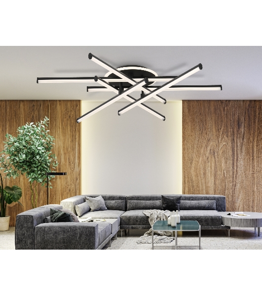 Потолочный светодиодный светильник Ambrella light FL6252 BK черный 97W 3000K-6400K 805*760*170 (ПДУ ИК)
