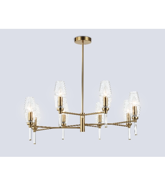 Люстра Ambrella light LH55202/8 BS/CL латунь/прозрачный E14*8 max 40W D800*520