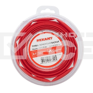 Трубка термоусаживаемая Rexant 5,0/2,5 мм красная, ролик 2,44 м