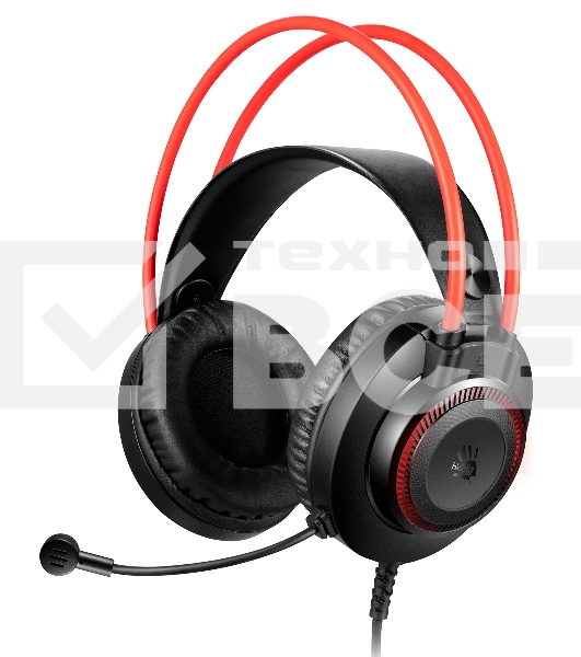 Гарнитура проводная с микрофоном A4Tech Bloody G200S черный/красный 2м мониторные USB оголовье (G200S USB/BLACK +RED)