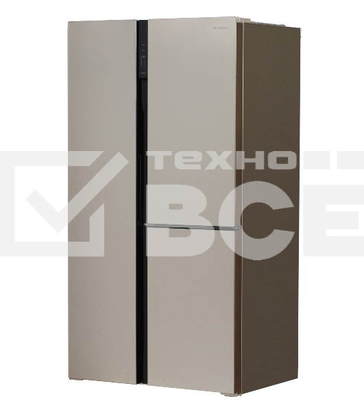 Холодильник Hyundai CS6073FV шампань трехкамерный 329/223л морозилка сбоку, No Frost, Side by Side