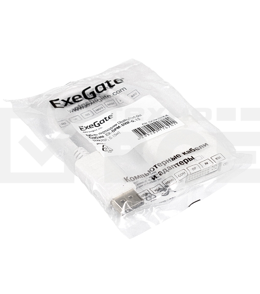 Кабель-переходник DisplayPort-DVI ExeGate EX284909RUS EX-DPM-DVIF-0.15 (20M/19F, 0,15м)