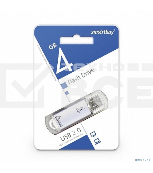 Флеш диск Smartbuy USB Drive 4Gb V-Cut series Silver SB4GBVC-S