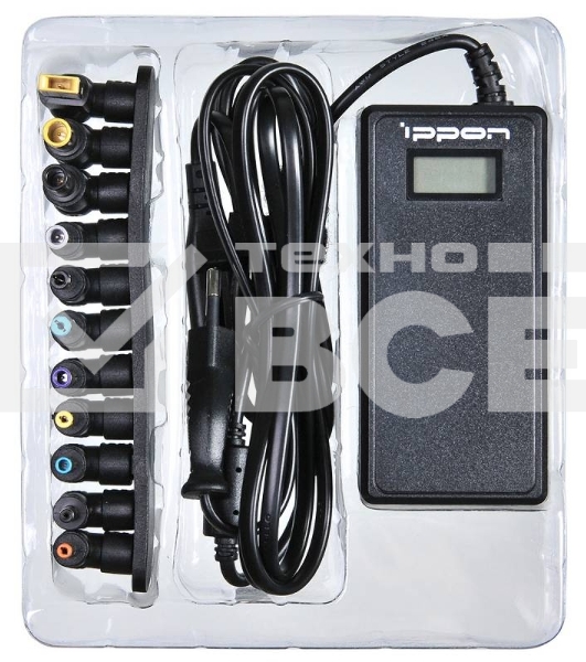 Блок питания Ippon D90U автоматический 90W 15V-19.5V 10-connectors 8A 1xUSB 2.1A от бытовой электросети LСD индикатор