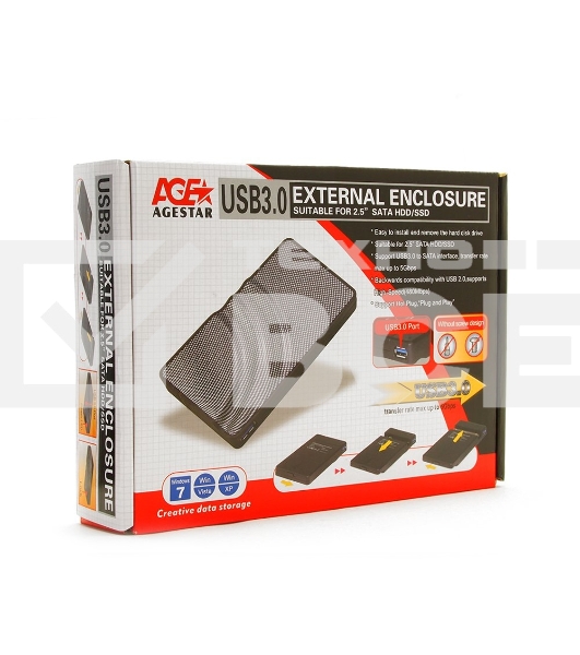 Внешний корпус для HDD AgeStar 3UB2P SATA пластик/алюминий серебристый 2.5'