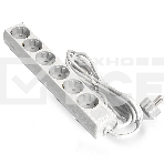 Удлинитель ExeGate ECE-6-5W (EX285836RUS), белый, 5 м, евровилка с заземлением, 6 евророзеток с заземлением, 2200 Вт, фото 1