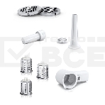Мясорубка Bosch MFW3X13W CompactPower,2000Вт, 2,5 кг/мин, цвет: белый, механическая защ ита от перегрузки, 2 скор., реверс.Комплект: 2 диска для фарша, насадка для колбасок, насадка-терка (3 барабана), фото4