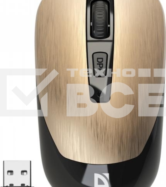 Мышь беспроводная Defender Wave MM-995 золотистый, 1600 dpi, радиоканал, USB, кнопки - 4