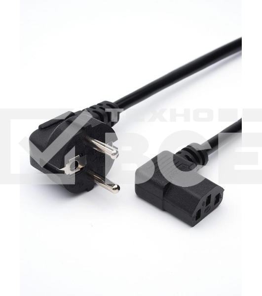Кабель питания GoPower евровилка-C13 (f) 1.8м ПВХ угловой черный (1/125)