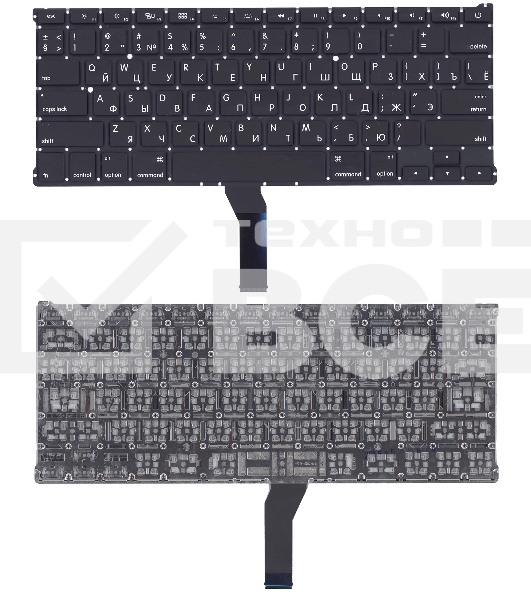 Клавиатура для ноутбука MacBook A1369 2011+  черная с подсветкой, плоский ENTER