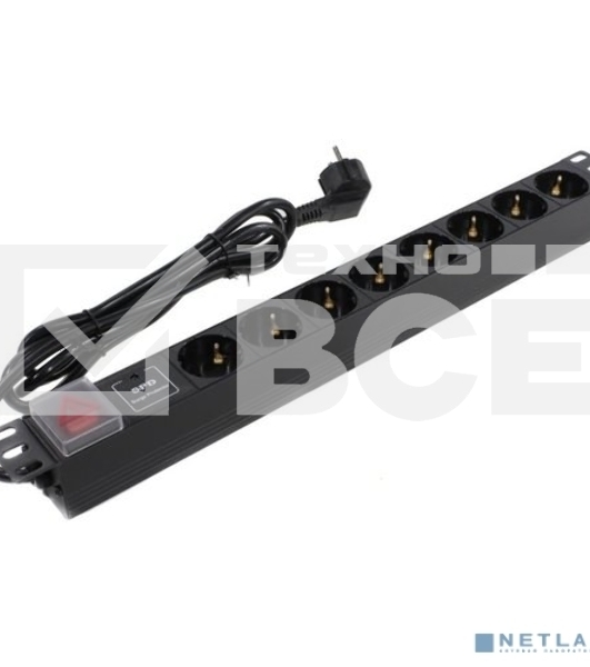 Блок розеток горизонтальный ExeGate ServerPro PDU-19H807 Al-8S-EU2-SW-SPD1, 19