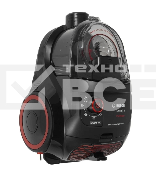 Пылесос Bosch BGS21WPOW черный, 2000 Вт, уборка сухая, пылесборник контейнер, 2 л