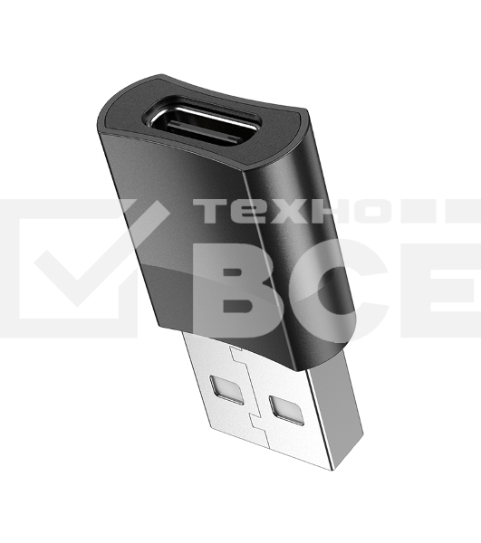 Переходник USB2.0 OTG Hoco, AM/Type-C(F), UA17, черный, коробка