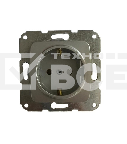 Розетка Kranz DEA 1-ая с/з с/у 16А мех. Серебряный металлик KR-78-0271