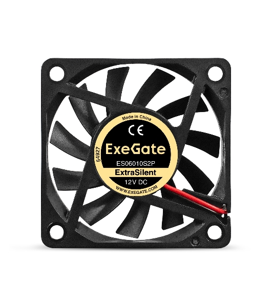Вентилятор 12В DC ExeGate ExtraSilent ES06010S2P (60x60x10 мм, Sleeve bearing (подшипник скольжения), 2pin, 2000RPM, 16dBA)