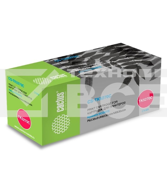 Картридж лазерный Cactus CS-TK5270C голубой (6000 стр.) для Kyocera ECOSYS P6230cdn, M6230cidn, M6630cidn