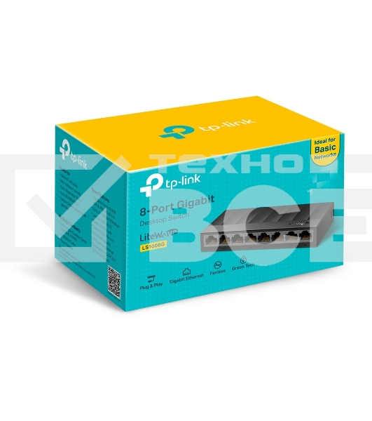 Коммутатор 8 ports Giga Unmanaged switch, 8 10/100/1000Mbps RJ-45 ports, plastic shell, desktop and wall mountable