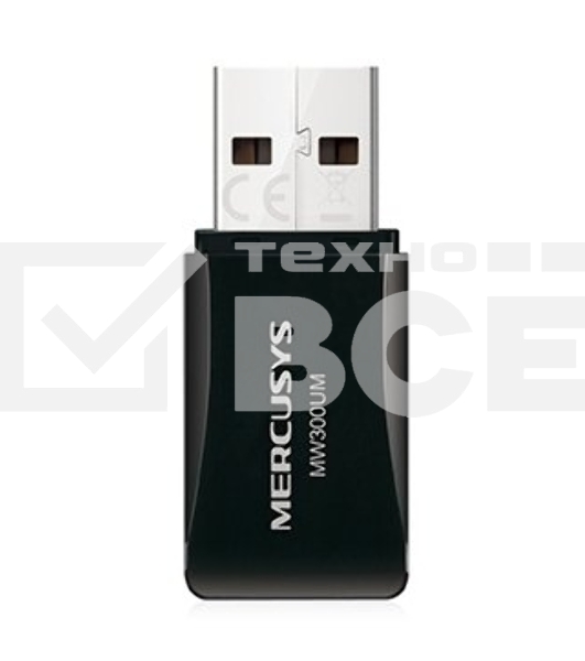 Сетевой адаптер USB2.0 адаптер Mercusys MW300UM, 300Мбит/с, компактный