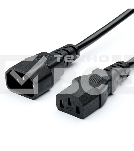 Кабель питания GoPower C14 (m)-C13 (f) 1.8м ПВХ удлинитель черный (1/10/100)