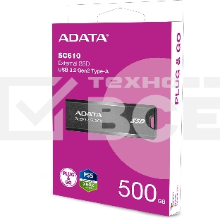Внешний накопитель SSD ADATA 500Gb SC610 USB Type-A (550/500 Mb/s) metal case black (SC610-500G-CBK/RD)