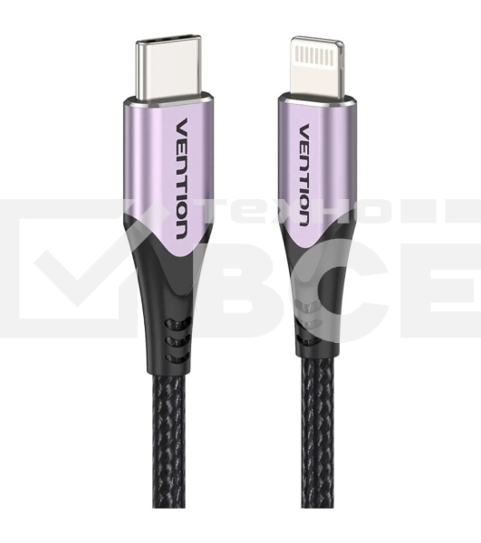 Кабель Vention USB 2.0 CM/Lightning 8M для iPad/iPhone - 1м. Фиолетовый